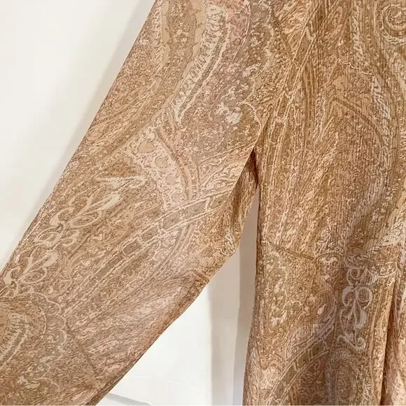 J Jill Womens Oversized Boho Paisley Long Sleeve Top Medium Wide Straight Sleeve - Picture 4 of 6